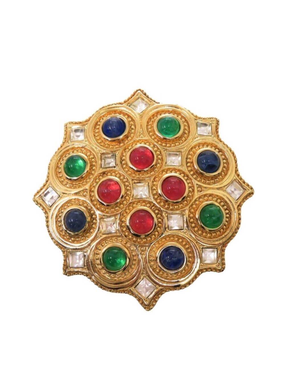 Dior Marble Stone Brooch Metal Multicolor